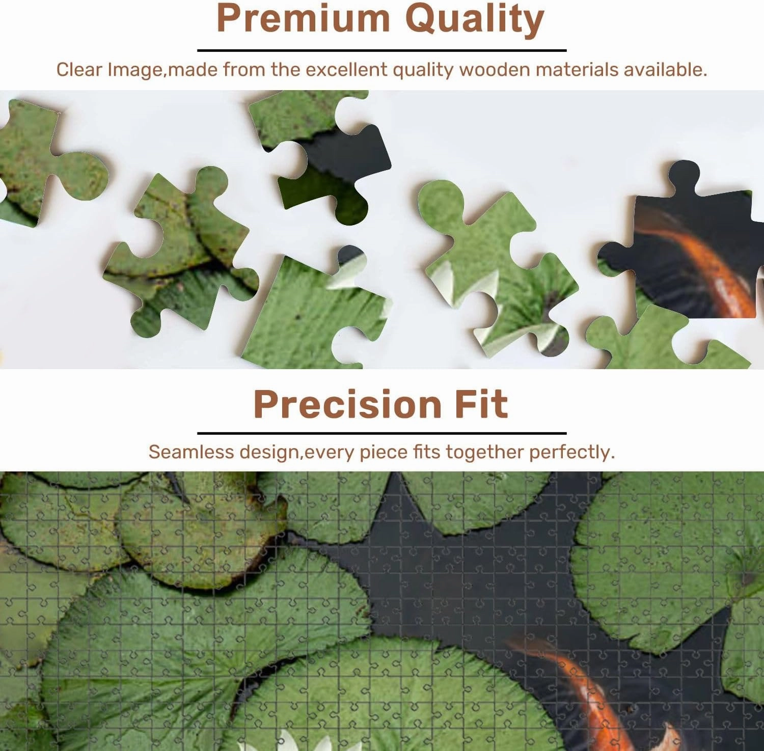 Jigsaw Puzzles 1000 Pieces for Adult Fish Lotus Pond Puzzle Game for Family Wooden Puzzle Toy Educational Games Puzzles for Home Decor