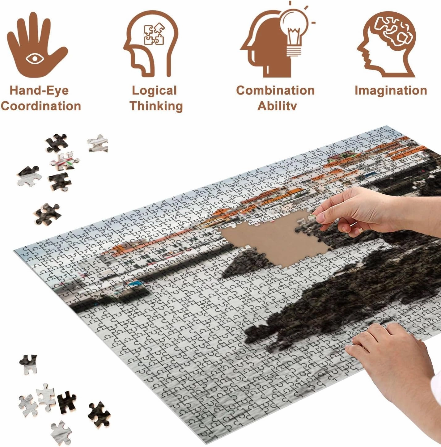 Jigsaw Puzzles 1000 Pieces for Adult Moody Morning Terceira Puzzle Game for Family Wooden Puzzle Toy Educational Games Puzzles for Home Decor