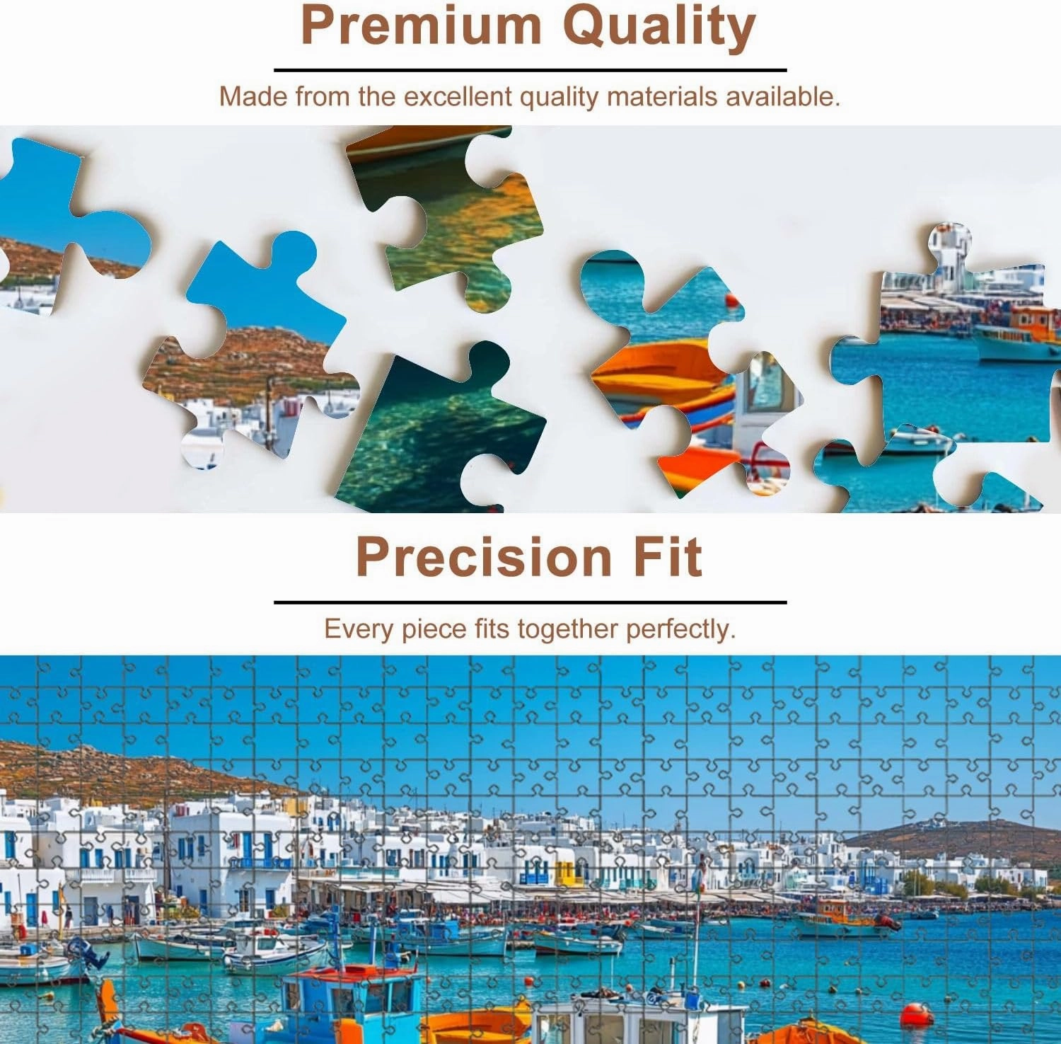 Jigsaw Puzzles 1000 Pieces for Adult Port Old Fishing Boats Puzzle Game for Family Wooden Puzzle Toy Educational Games Puzzles for Home Decor