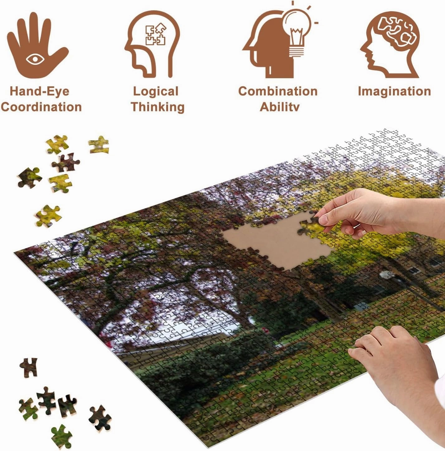 Jigsaw Puzzles 1000 Pieces for Adult Riverfront Regional Park Two Beautiful Lakes for Fishing Kayaking Puzzle Game for Family Wooden Puzzle Toy Educational Games Puzzles for Home Decor