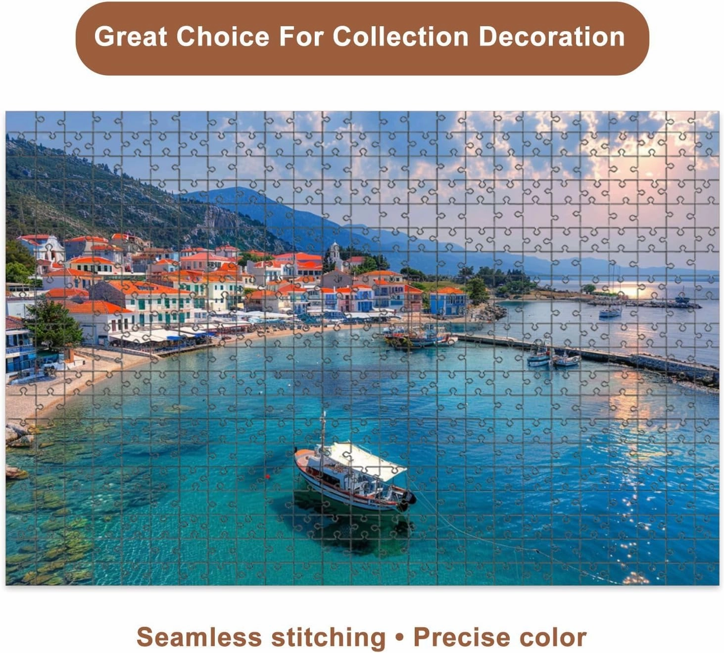 Jigsaw Puzzles 1000 Pieces for Adult View Kokkari Fishing Village Beautiful Beach Samos Island Greece Puzzle Game for Family Wooden Puzzle Toy Educational Games Puzzles for Home Decor