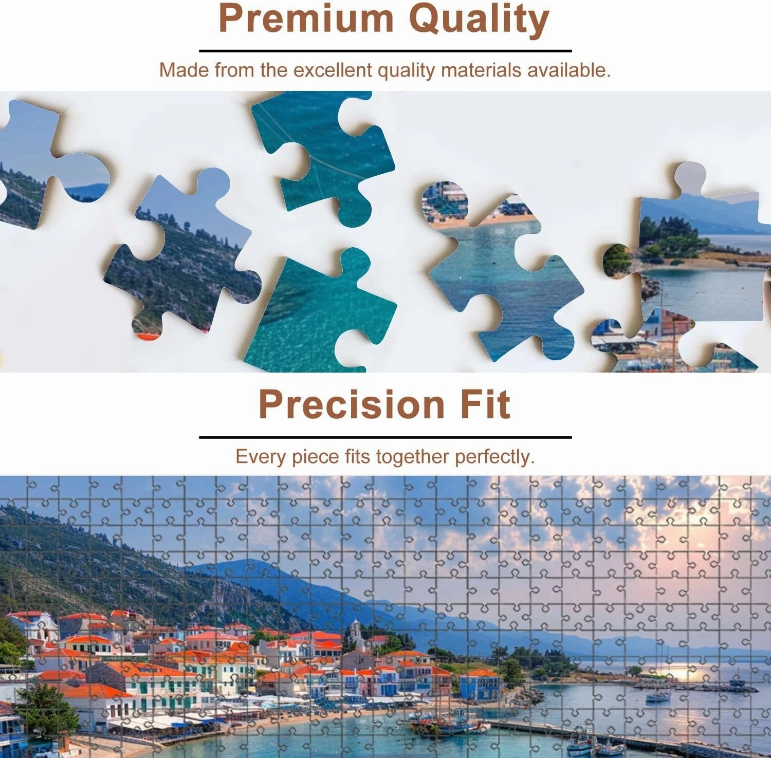 Jigsaw Puzzles 1000 Pieces for Adult View Kokkari Fishing Village Beautiful Beach Samos Island Greece Puzzle Game for Family Wooden Puzzle Toy Educational Games Puzzles for Home Decor
