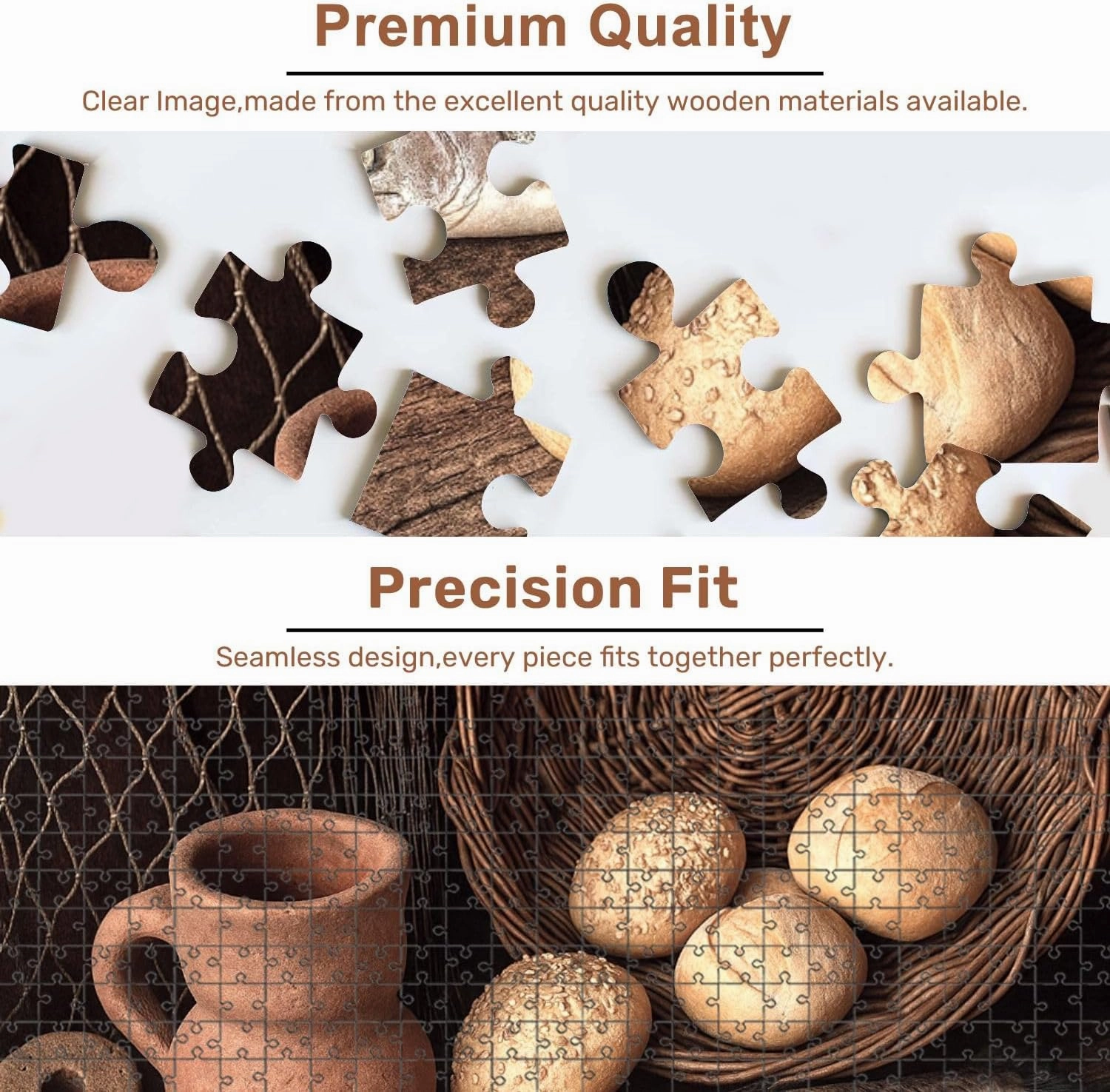 Jigsaw Puzzles 1000 Pieces for Adult Wine jug Bread Fish Puzzle Game for Family Wooden Puzzle Toy Educational Games Puzzles for Home Decor