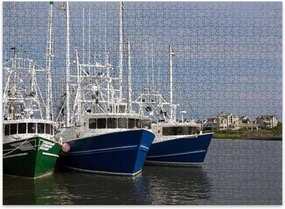 Jigsaw Puzzles 500 Pieces for Adult Cape May Fishing Fleet Puzzle Game for Family Wooden Puzzle Toy Educational Games Puzzles for Home Decor