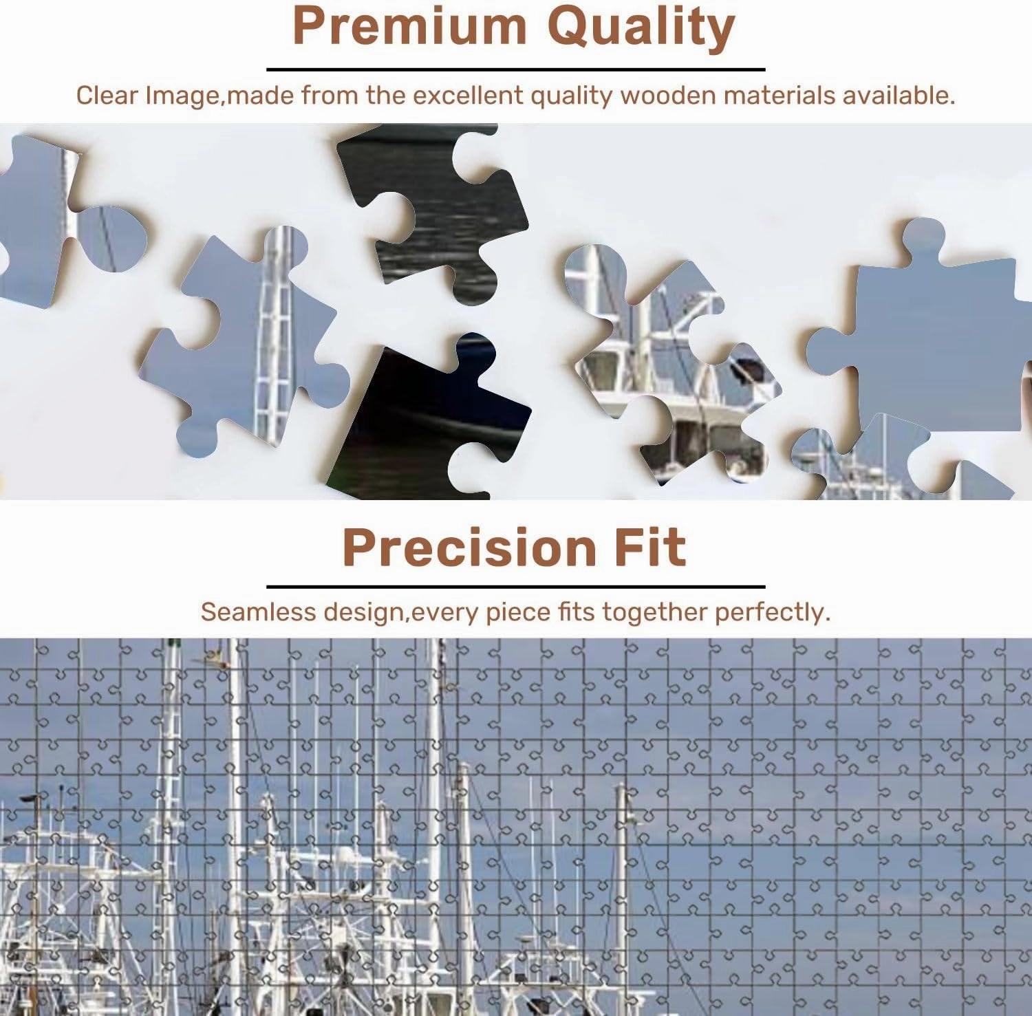 Jigsaw Puzzles 500 Pieces for Adult Cape May Fishing Fleet Puzzle Game for Family Wooden Puzzle Toy Educational Games Puzzles for Home Decor