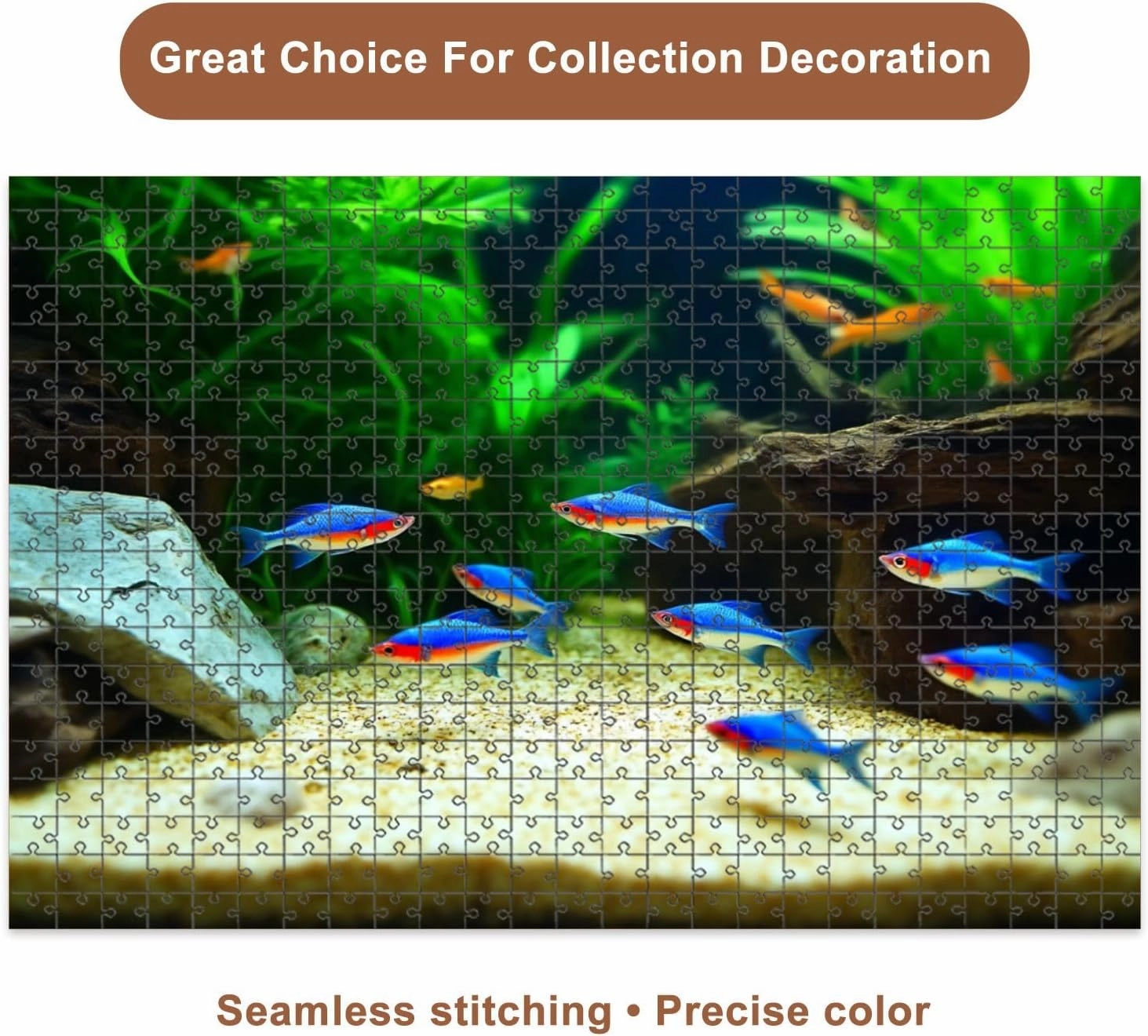 Jigsaw Puzzles 500 Pieces for Adult landscaped Freshwater Tropical Aquarium Fish Tank neon Guppies Puzzle Game for Family Wooden Puzzle Toy Educational Games Puzzles for Home Decor
