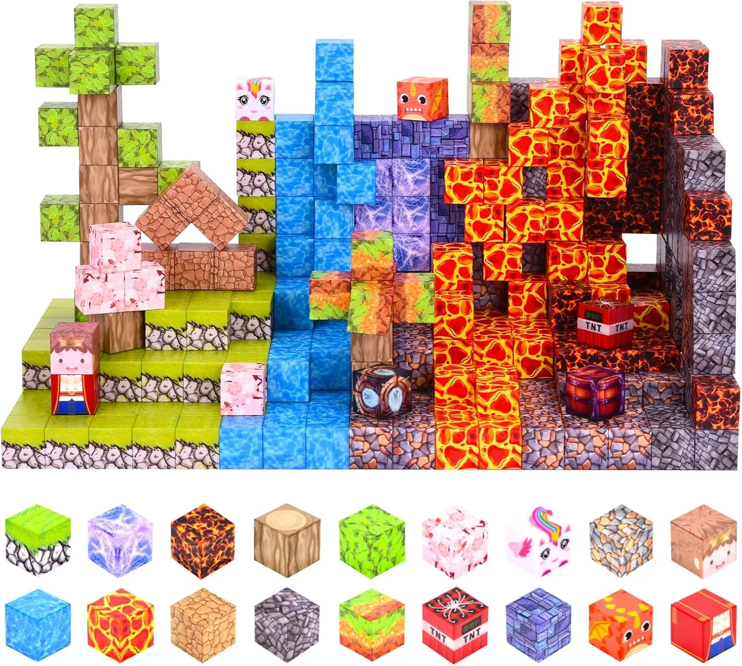 JOMBY Magnetic Blocks, 110PCS 3D Magic Magnetic Building Blocks World for Kids 3-12, 0.8" Magnet Tiles STEM Sensory Toys, Creative Learning Boys & Girls Safe Construction Set