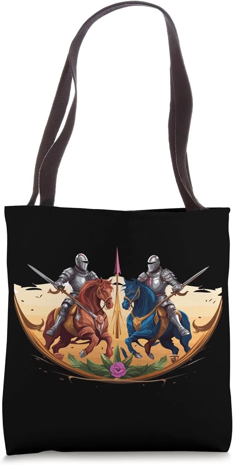 Jousting Medieval Knight Battle Lance Renaissance Joust Tote Bag