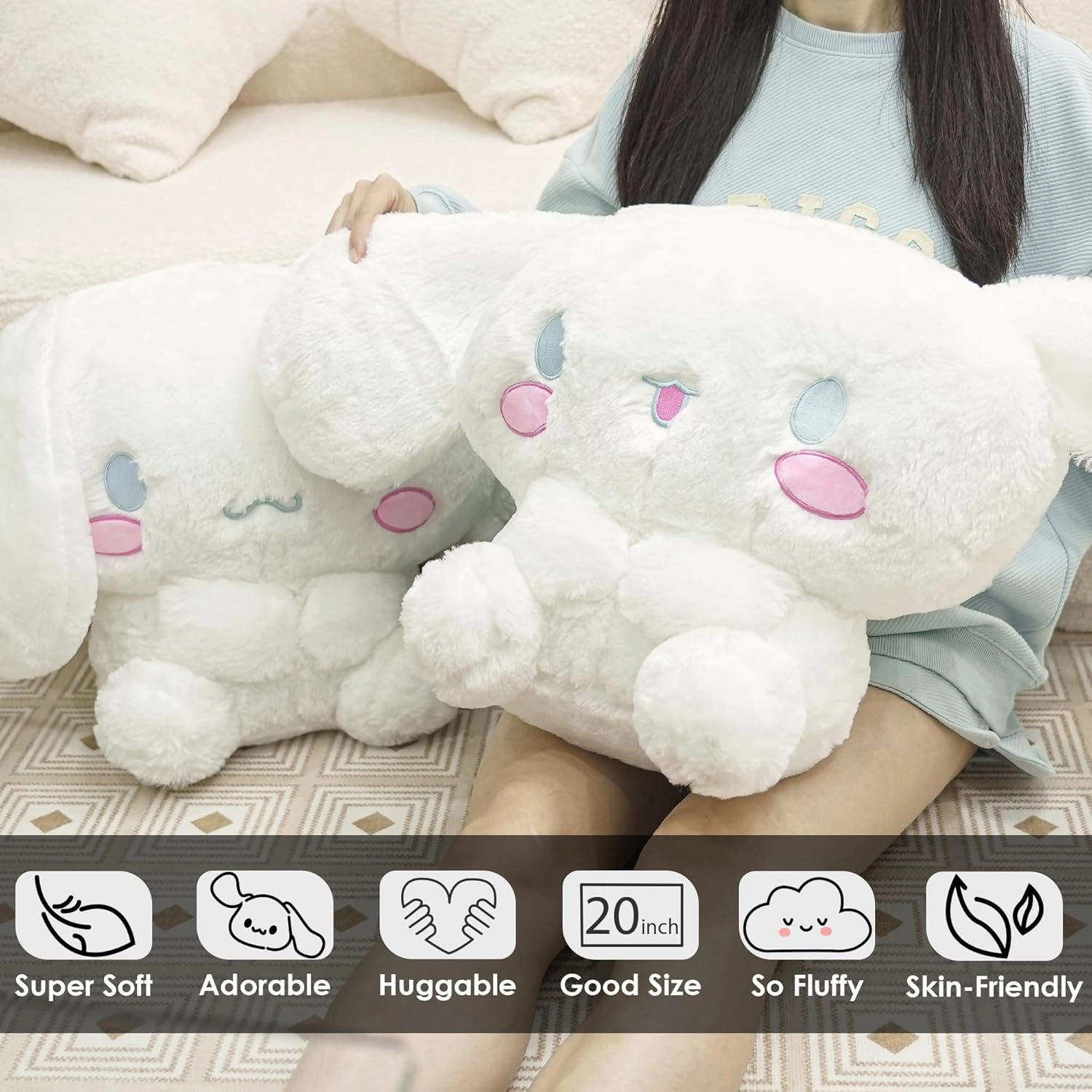 Juju Cinnamon Roll Plush (20 in) - Big Cinnamon Roll Plushies Kawaii Plushies - Large Kawaii Plush (Fun)