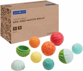Kaplan Early Learning Textured Mix and Match Balls - Set of 8, Sensory Exploration Toys for Babies 6  Months,