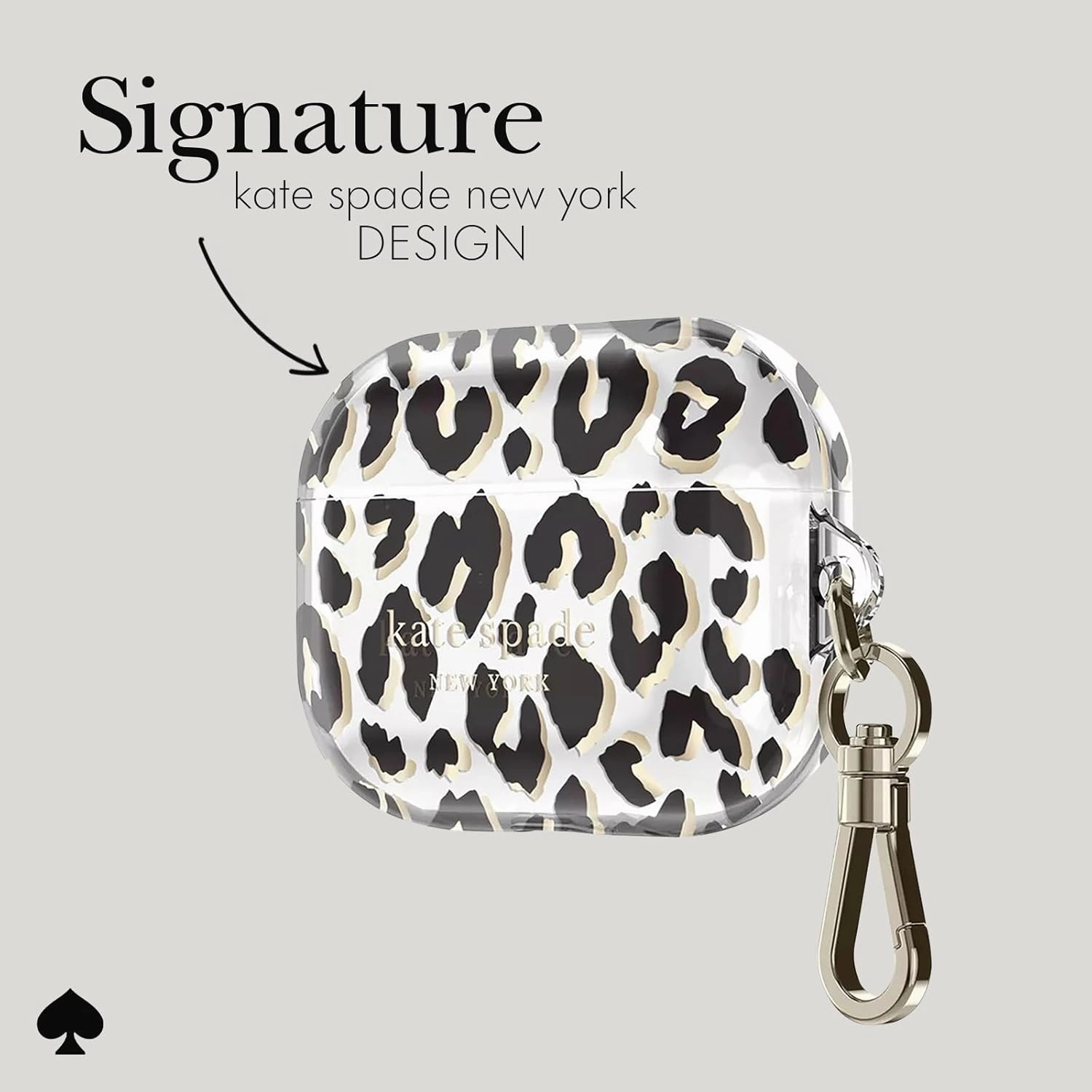 kate spade new york AirPods Pro Protective Case with Keychain Ring - City Leopard, Compatible with AirPods Pro 2nd / 1st Generation