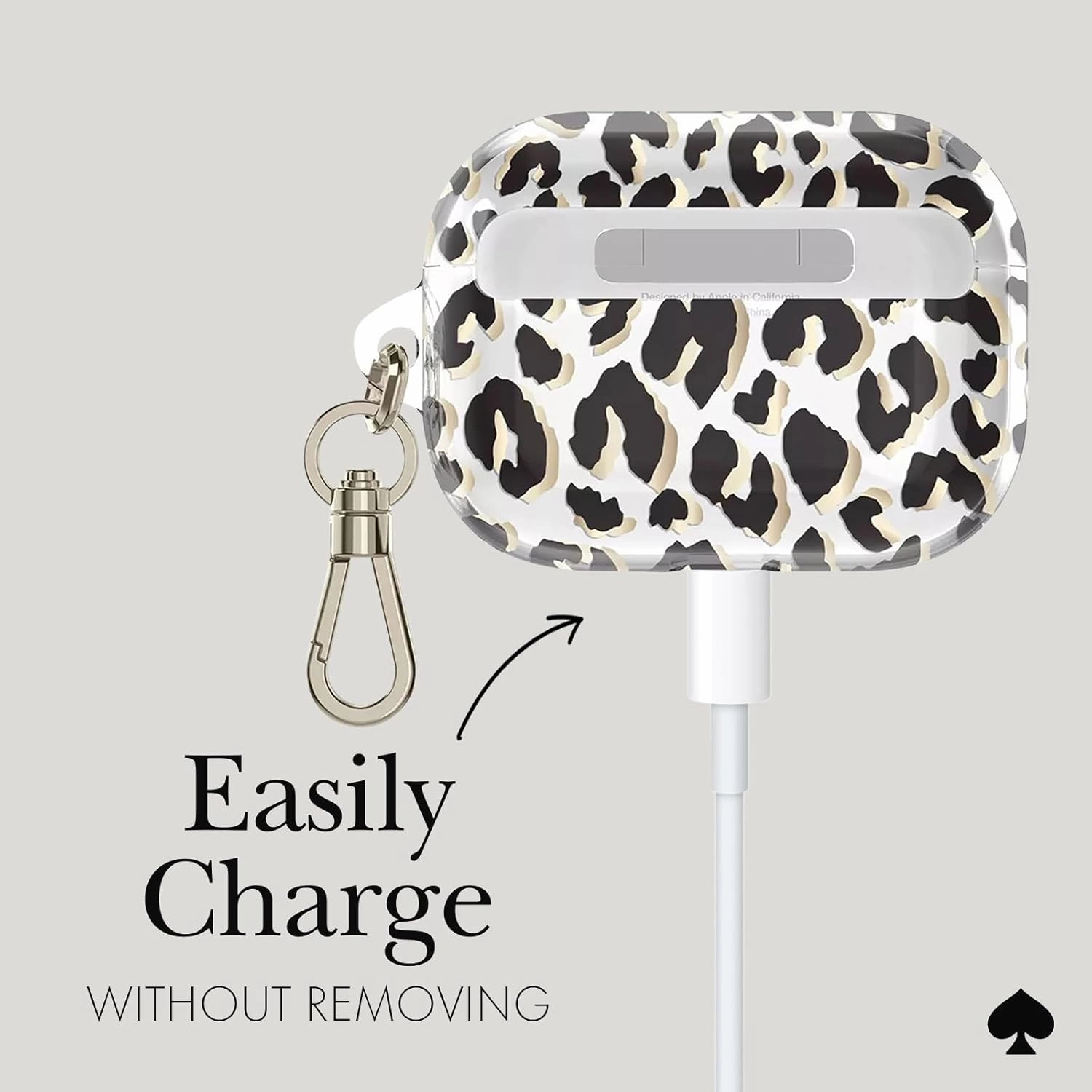 kate spade new york AirPods Pro Protective Case with Keychain Ring - City Leopard, Compatible with AirPods Pro 2nd / 1st Generation
