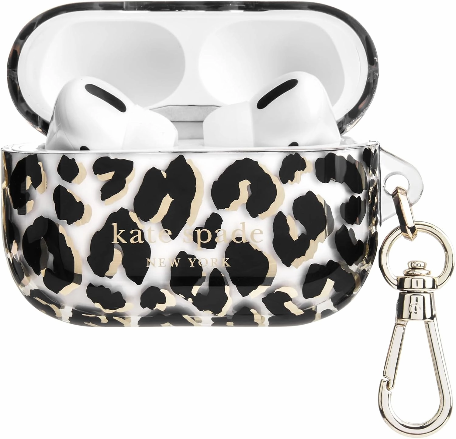 kate spade new york AirPods Pro Protective Case with Keychain Ring - City Leopard, Compatible with AirPods Pro 2nd / 1st Generation