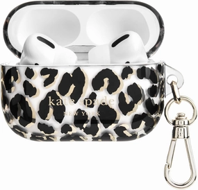 kate spade new york AirPods Pro Protective Case with Keychain Ring - City Leopard, Compatible with AirPods Pro 2nd / 1st Generation