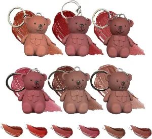 Keychain Bear Lipsticks, Cute Bear Beauty Makeup, Waterproof Long Lasting Bear Mist Matte Lip Gloss
