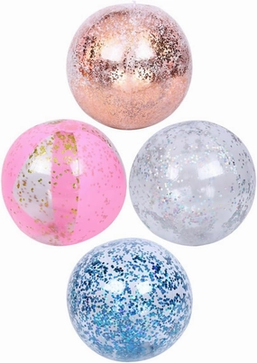 KICHOUSE 4Pcs Inflatable Beach Balls Sequin Pool for Summer Parties for Pool Beach and Birthday Celebrations