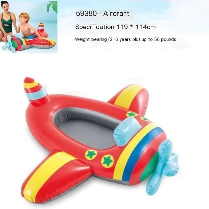 Kids Pool Float Set - Surfboard (80 lbs), Duck Ring Racing Turtle Aircraft Police Car Float Ages 2-6