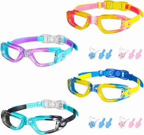 Kids Swim Goggles, 4 Packs Swimming Goggles for Kids Youth Girl Boy, Anti-Fog Anti-UV Leak Proof Swim Glasses Age 4-16