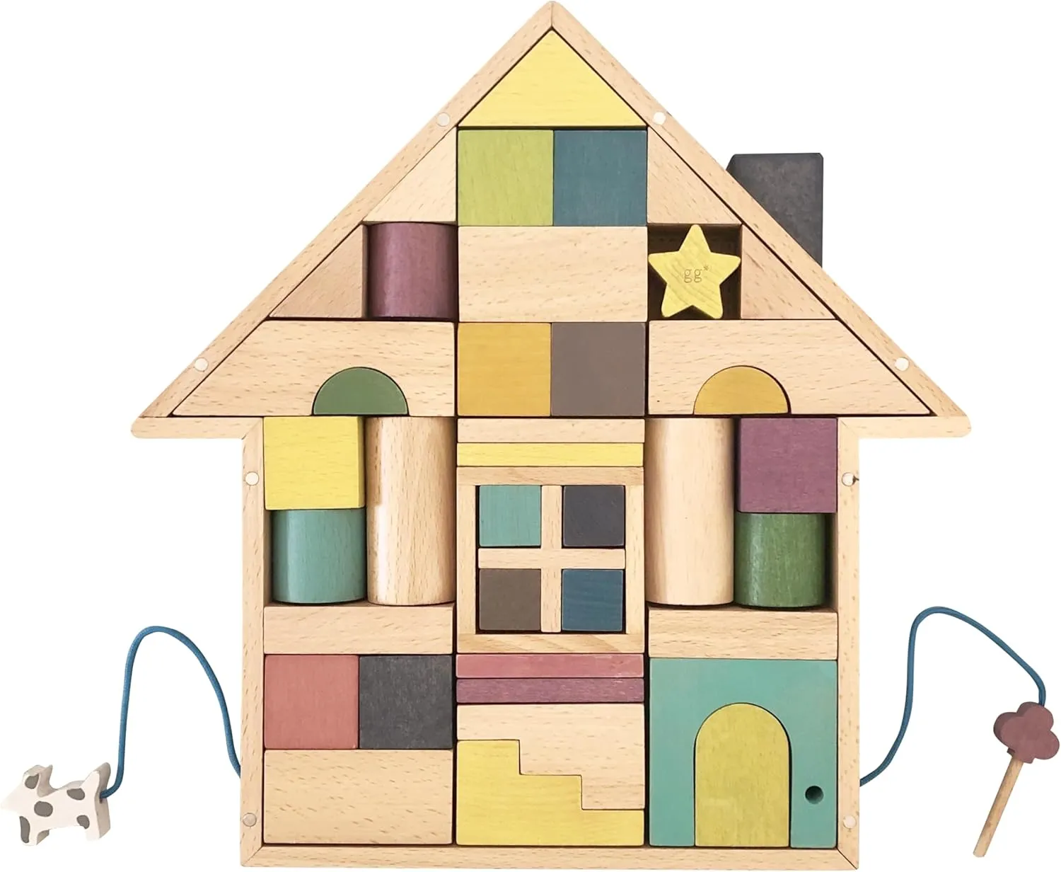 kiko  gg Tsumiki House-Shaped Wooden Building Block Set