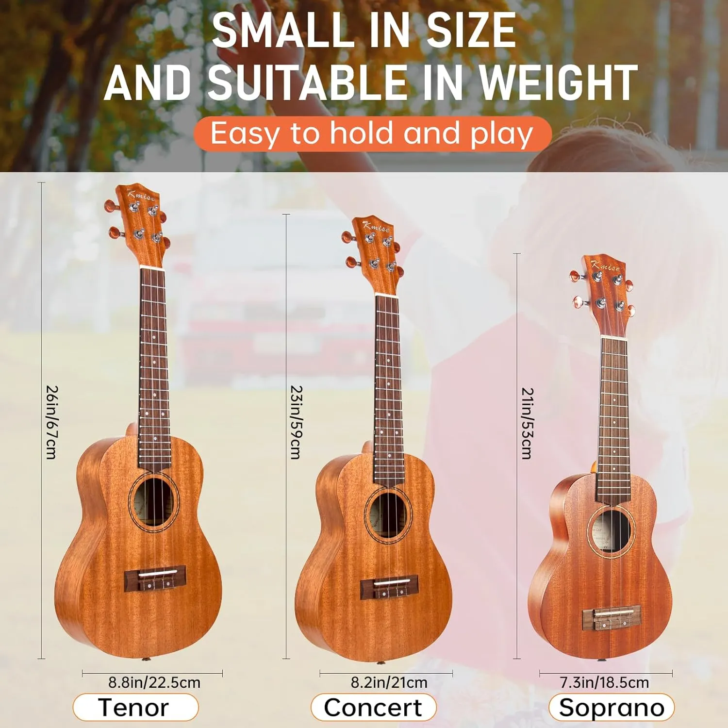 Kmise Professional Ukulele for Adult Beginner, Free Online Lesson 21 inch Soprano Mahogany Ukelele with Kids Ukele Bundle Starter Kit Gig Bag Case, Strap, Tuner, Nylon Strings, Book, Uke Gift Choice