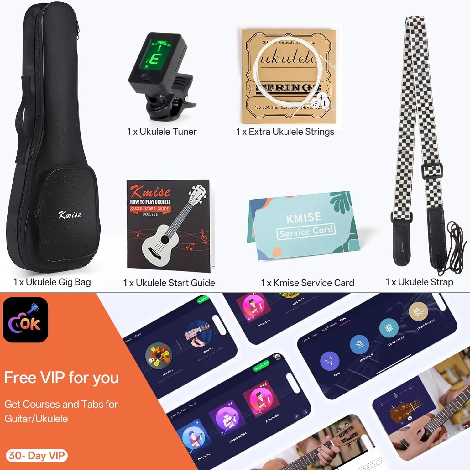 Kmise Professional Ukulele for Adult Beginner, Free Online Lesson 21 inch Soprano Mahogany Ukelele with Kids Ukele Bundle Starter Kit Gig Bag Case, Strap, Tuner, Nylon Strings, Book, Uke Gift Choice