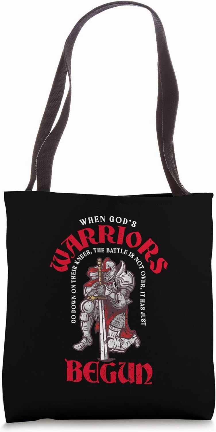 Kneels Before God - Christian Warrior Tote Bag