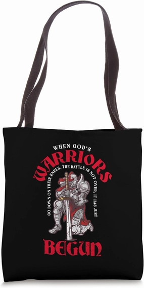 Kneels Before God - Christian Warrior Tote Bag