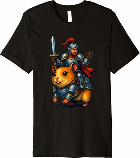Knight on hamster - funny fantasy design hamster rider Premium T-Shirt
