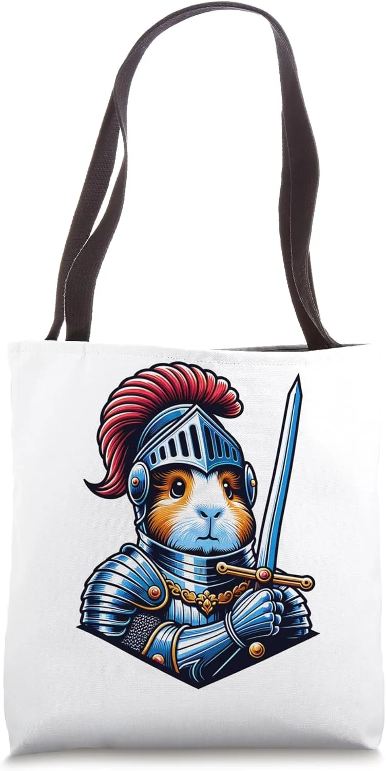 Knightly Guinea Pig with Sword Tote Bag