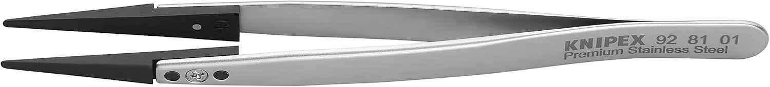 KNIPEX Tools 92 81 01 Premium Stainless Steel Gripping Tweezers-Replaceable Tips, 5-1/4"