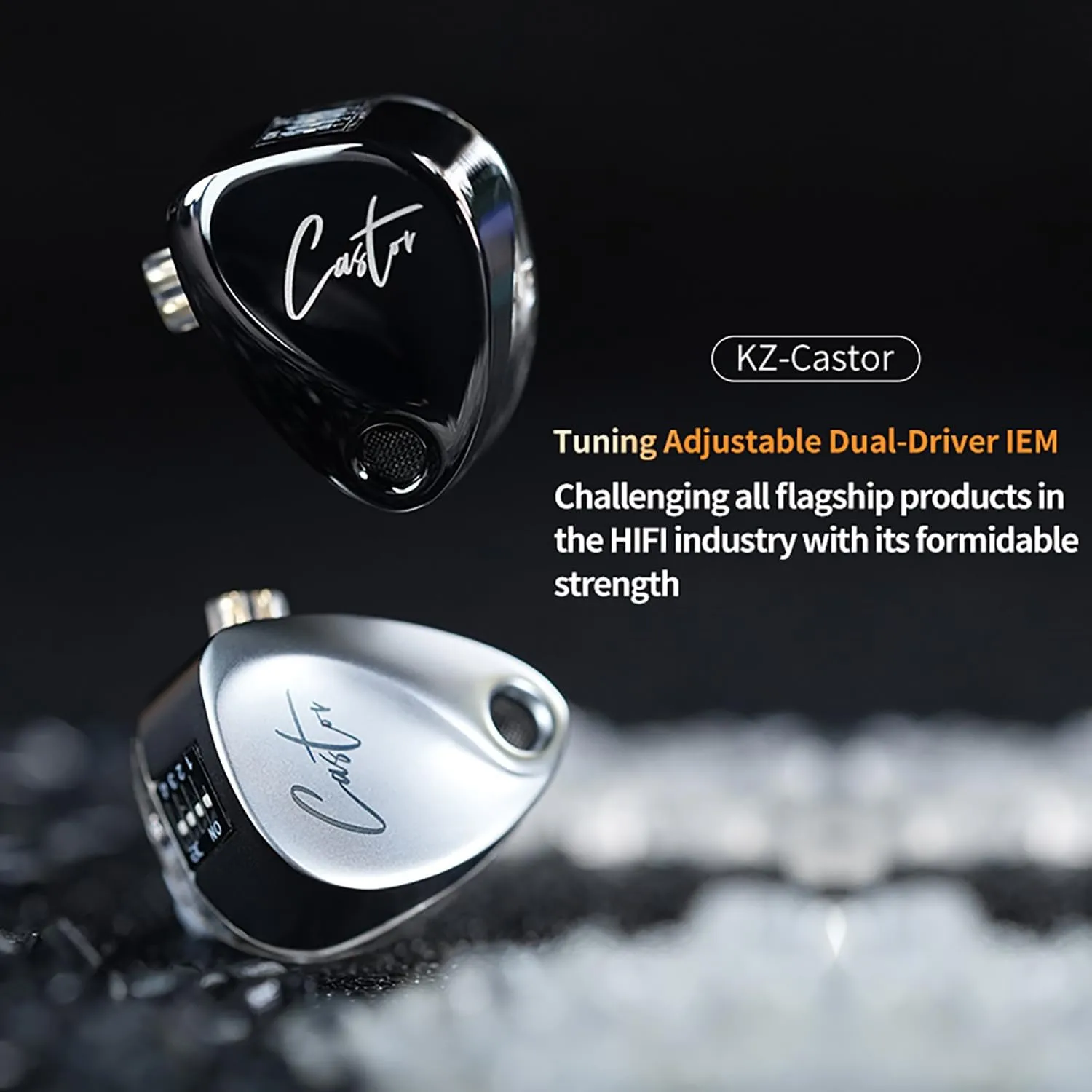 KZ Castor in Ear Monitor, HiFi Improved Bass in Ear Headphone, Dual-Dynamic Driver Gaming Earbuds, 2PIN-C Detachable Cable