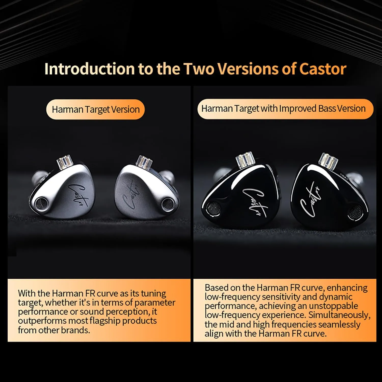 KZ Castor in Ear Monitor, HiFi Improved Bass in Ear Headphone, Dual-Dynamic Driver Gaming Earbuds, 2PIN-C Detachable Cable