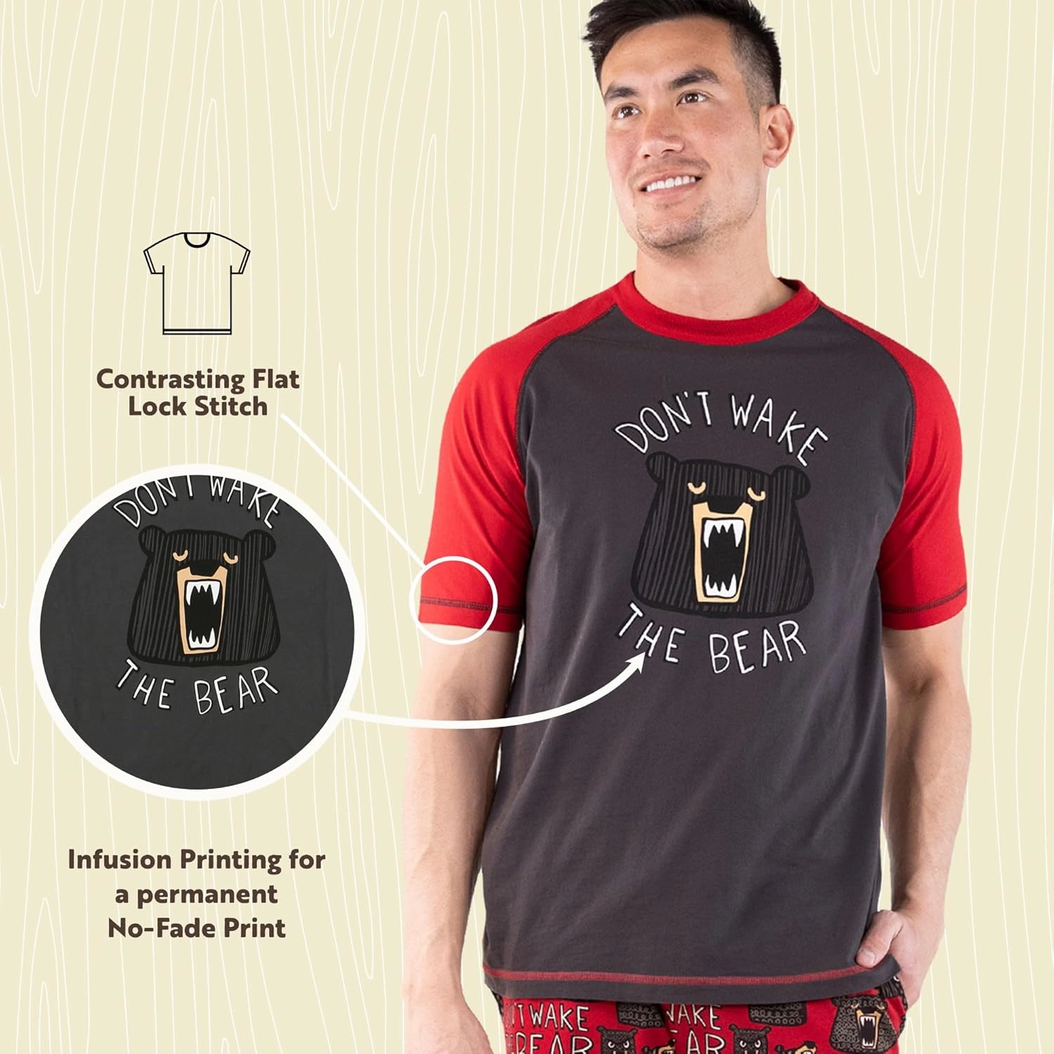 Lazy One Pajama Shirts for Men, Short & Long Sleeve Men's Pajama Tops, Funny PJ T-Shirts, Comfortable Cotton