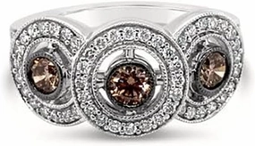 LE VIAN Vanilla Diamond Chocolate Diamond Statement Ring for Women - 14k White Gold Ring for Her (G-H/Brown, VS2-SI1, 0.78 cttw) Anniversary Wedding Promise Band, Size 7