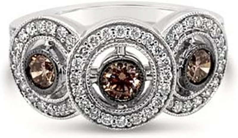 LE VIAN Vanilla Diamond Chocolate Diamond Statement Ring for Women - 14k White Gold Ring for Her (G-H/Brown, VS2-SI1, 0.78 cttw) Anniversary Wedding Promise Band, Size 7