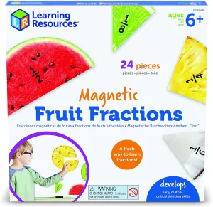 Learning Resources Magnetic Fruit Fractions, Number Learning for Kids Math, Montessori Math, Games for Kids, Educational Indoor Games, 24 Pieces, Age 6 