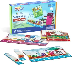 Learning Resources Numberblocks Sequencing Puzzle Set, Numberblocks Jigsaw Puzzle, Maths Jigsaw Puzzle, 10 Double-Sided Educational Puzzles in a Box (20 Puzzles), Ages 3 
