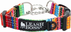 Leash Boss Martingale Collar for Dogs - Steel Chain | Reflective Nylon Dog Collar for Large Dogs, Medium and Small Dogs | No Pull Pet Training Collar Small