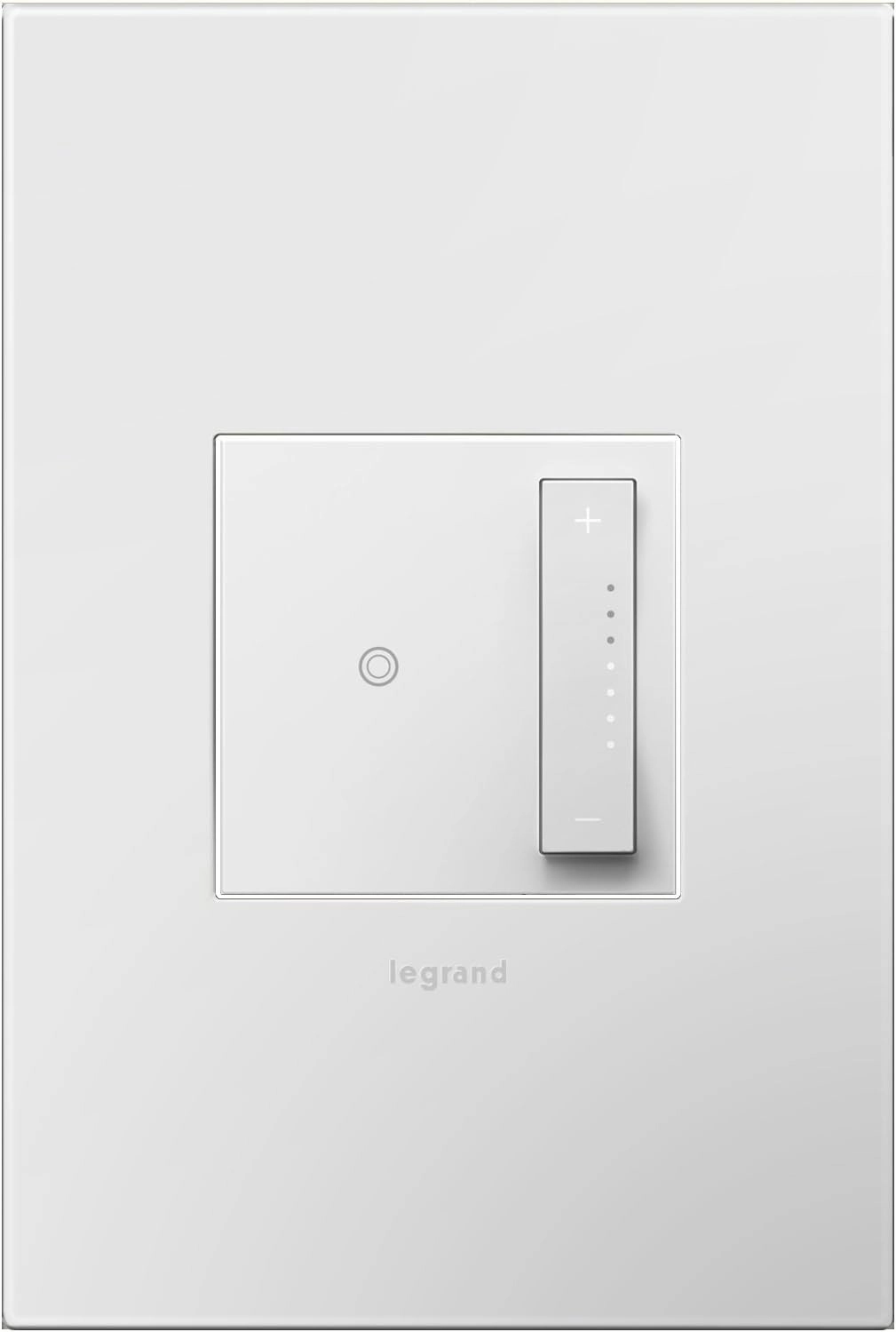 Legrand adorne Tru-Universal Dimmer Switch, 450W (LED, Incandescent, Halogen, MLV, Fluorescent, ELV, CFL), sofTap, White Finish, Wall Plate Included, ADTP703TUW4WP