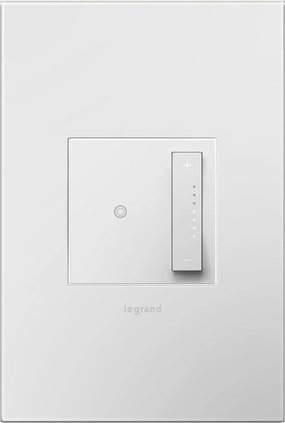 Legrand adorne Tru-Universal Dimmer Switch, 450W (LED, Incandescent, Halogen, MLV, Fluorescent, ELV, CFL), sofTap, White Finish, Wall Plate Included, ADTP703TUW4WP
