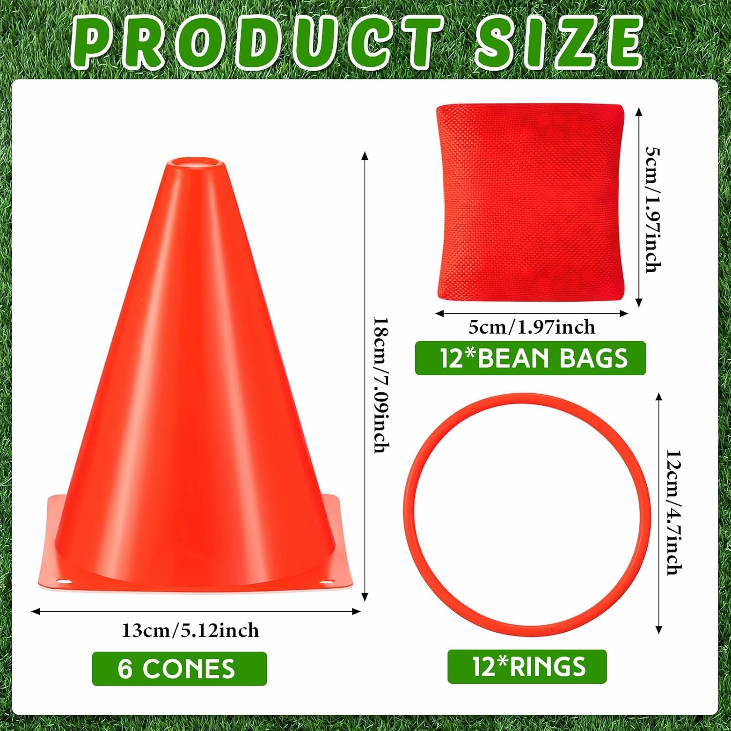 Leitee 30 Pcs 3 in 1 Carnival Outdoor Games Combo Set, Plastic Cones Ring Toss Games Includes 6 Plastic Buckets, 12 Plastic Rings, 12 Sandbags Gift for Birthday Christmas Party