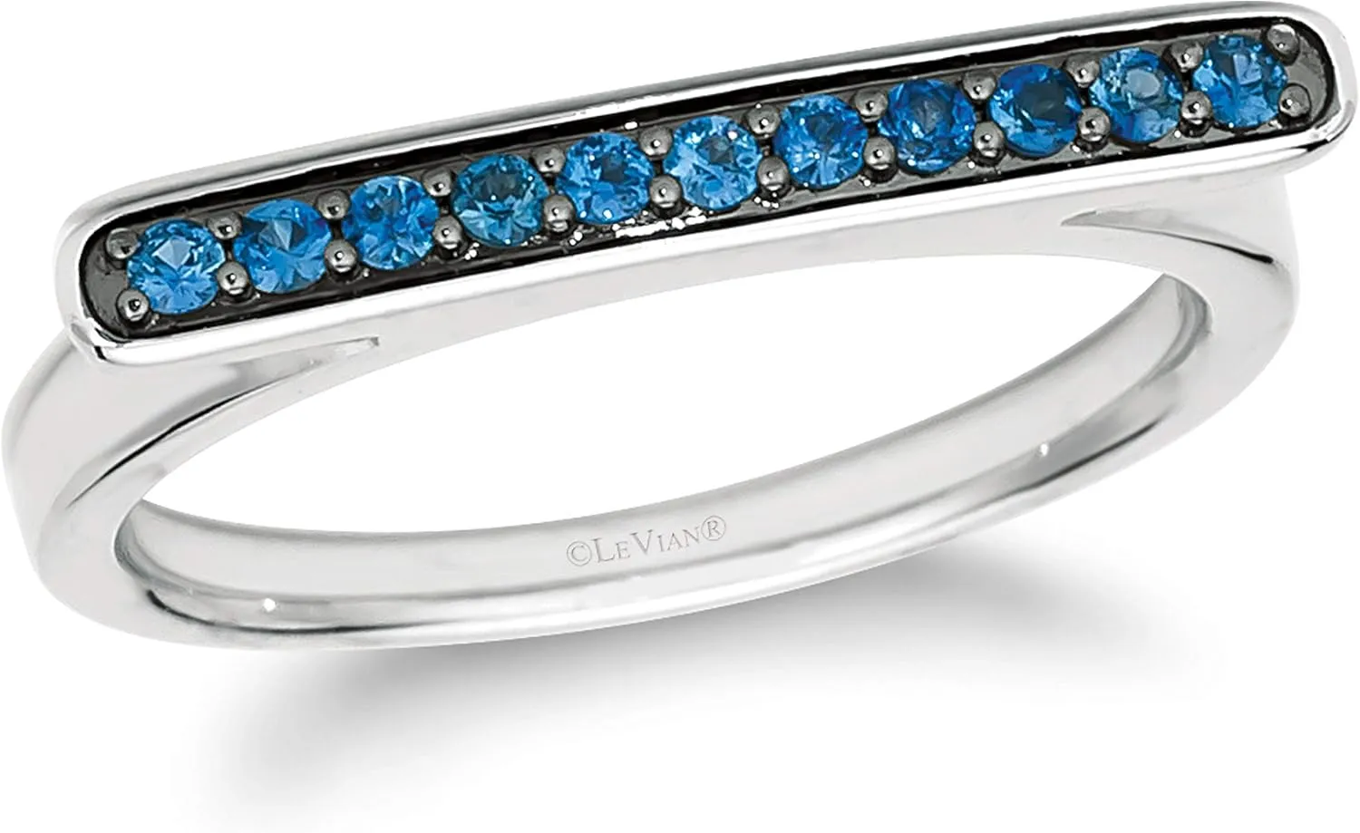LeVian Black Rhodium over 14K Gold & Gemstone Omega Shaped Ring - Choice of Gem Color