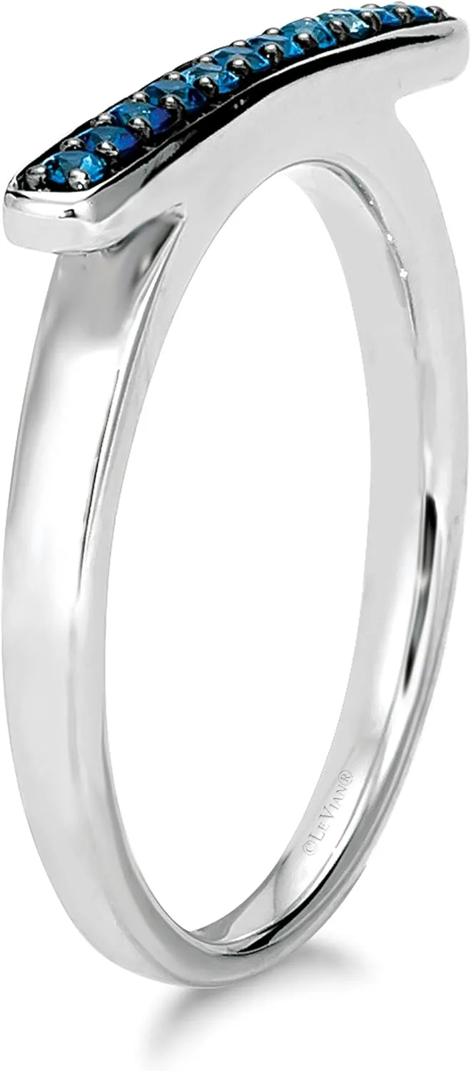 LeVian Black Rhodium over 14K Gold & Gemstone Omega Shaped Ring - Choice of Gem Color