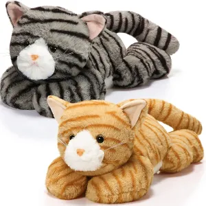 Libima 2 Pcs 16 Inch Cat Weighted Stuffed Animals 1.5 Lbs Weighted Cat Plush Toys Realistic Stuffed Kitten Cute Soft Plush Throw Gifts for Kids Adults Birthday Graduation Party Favors(Striped)
