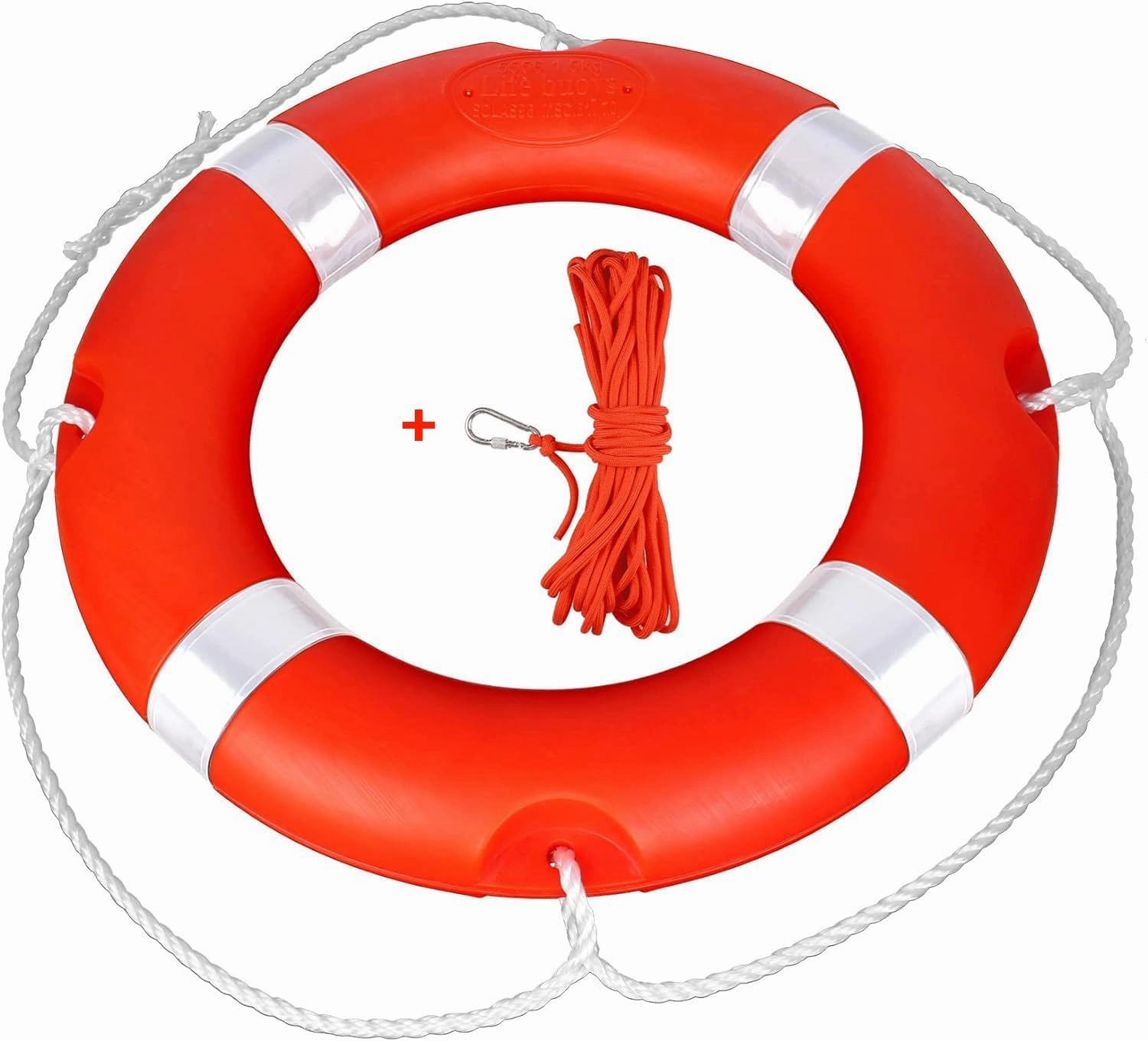 Life Ring for Boating Safety - 23" and 28" Boat Safety Throw Rings with Reflective Strip and Grab Lines (2 Color)