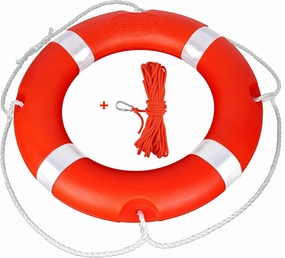 Life Ring for Boating Safety - 23" and 28" Boat Safety Throw Rings with Reflective Strip and Grab Lines (2 Color)