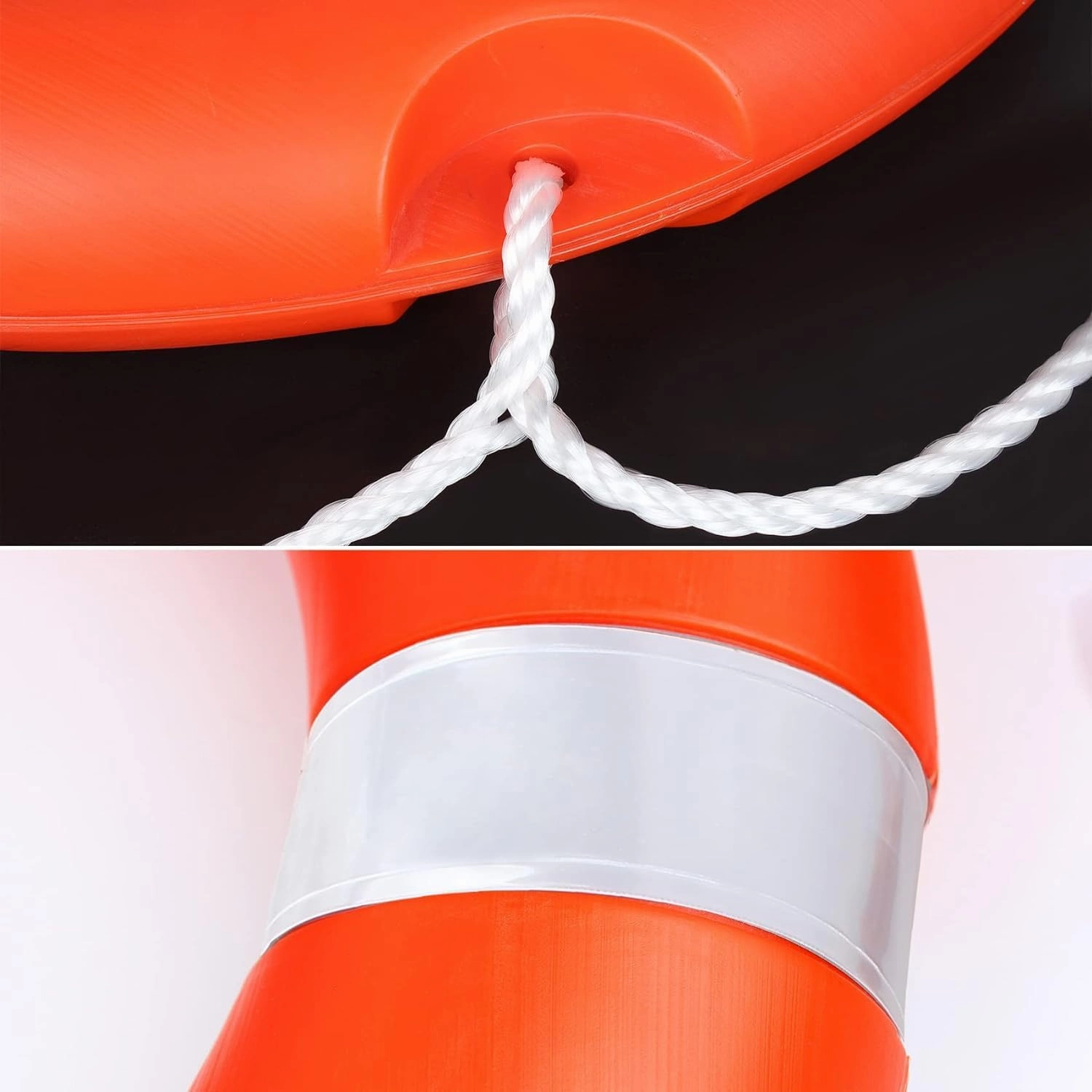 Life Ring for Boating Safety - 23" and 28" Boat Safety Throw Rings with Reflective Strip and Grab Lines (2 Color)