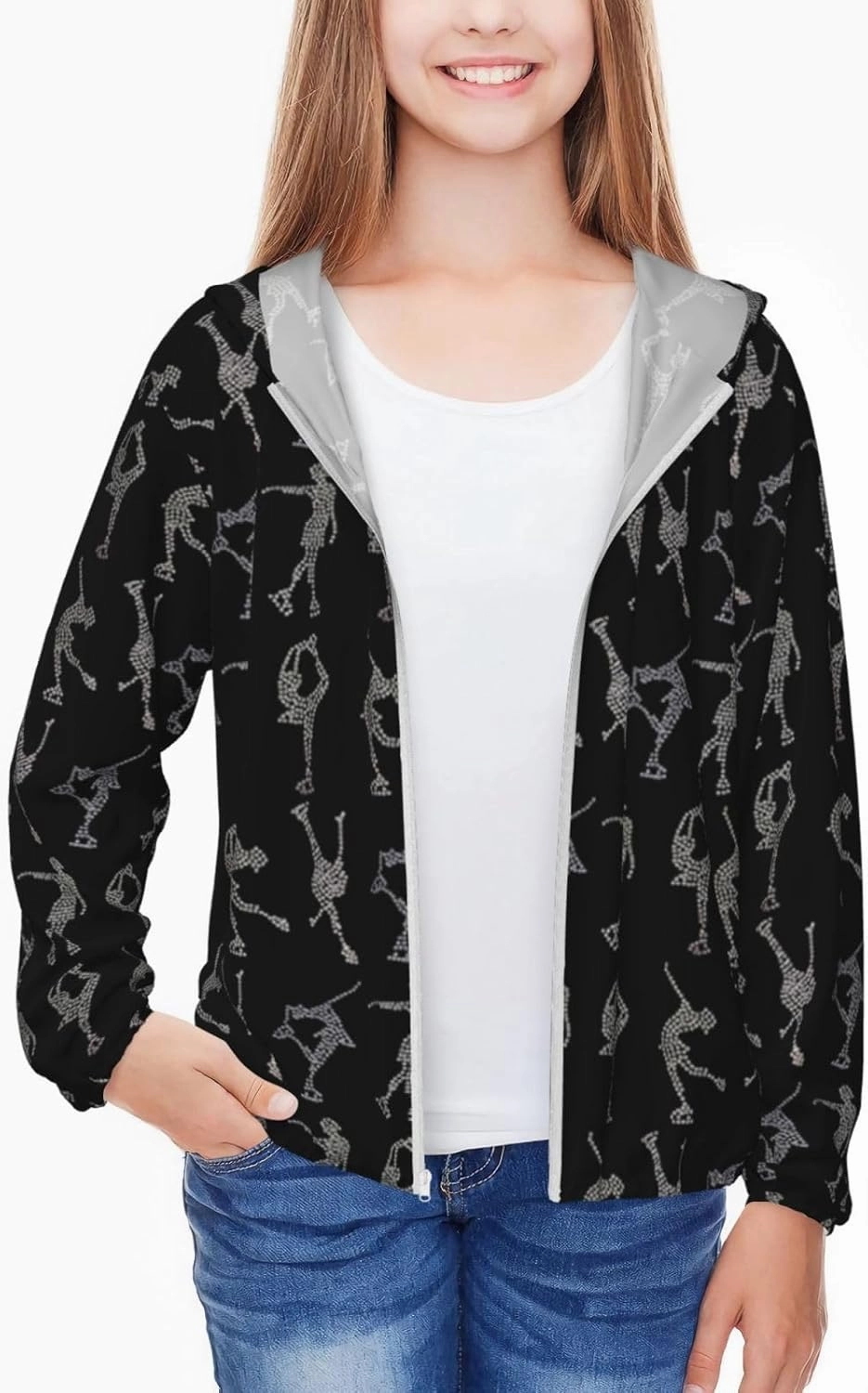 Lightweight Long Sleeve Uv Protection Shirts for Youth I-Love-Figure-Skating Youth Rash Guard Shirts