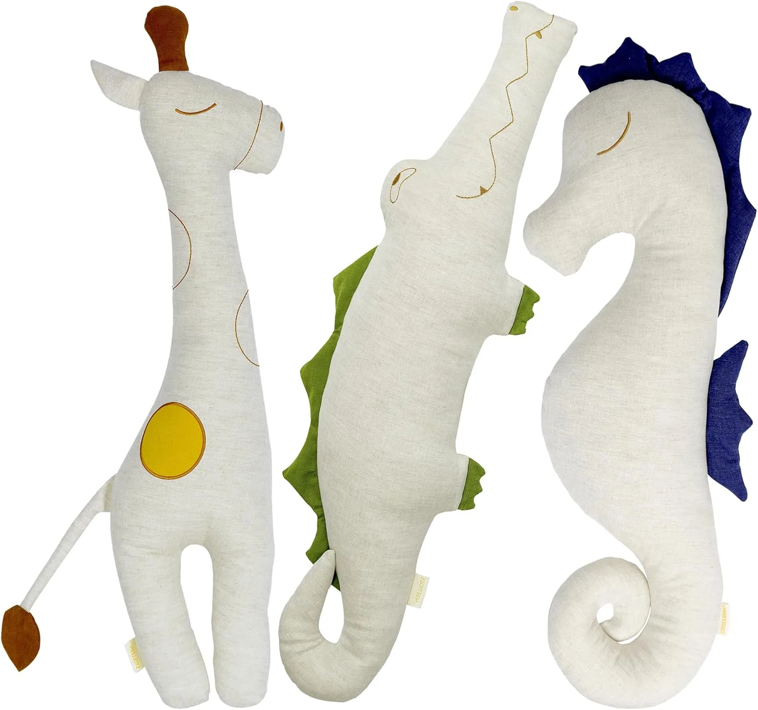 Linen Toy Body Pillow Travel Cousion Summer Plushies Giraffe Seahorse Crocodile Stuffed Animals Toy Washable