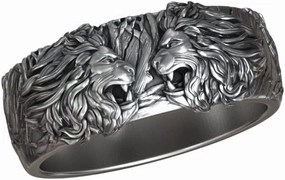 Lion Head Wild Nature Claws Wedding Band Handmade Lion King Crown Head Men's Ring 925 Sterling Silver Biker Rider Animal Ring Gift Lion Jewelry Animal Men Ring (13)